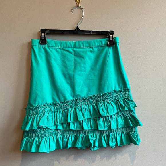 J Crew Turquoise Mini Skirt in Cotton Poplin 0 - Picture 8 of 13
